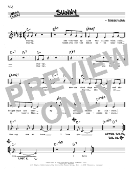 page one of Sunny (High Voice) (Real Book – Melody, Lyrics & Chords)