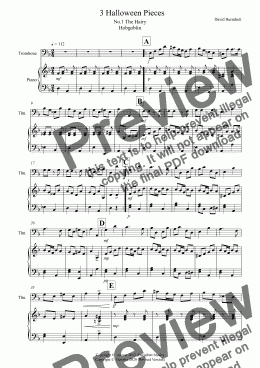 page one of 3 Halloween Pieces for Trombone and Piano