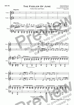 page one of The Fiddler Of June  - Violin Duet and Piano