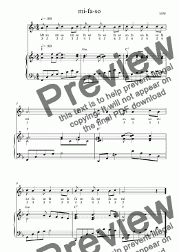 page one of Vocal Exercises: Tonic Solfa: Mi-Fa-So (3-4-5)