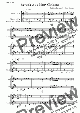 page one of We wish you a Merry Christmas for Clarinet in Bb Duet