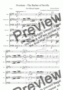 page one of Overture - The Barber of Seville - Rossini - Septet - Score