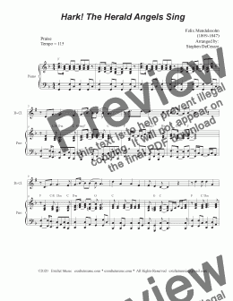 page one of Hark! The Herald Angels Sing (Bb-Clarinet solo and Piano)
