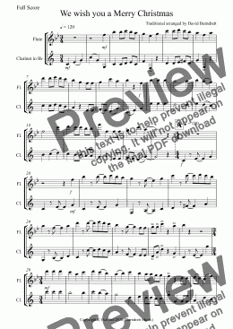 page one of We wish you a Merry Christmas for Flute and Clarinet Duet