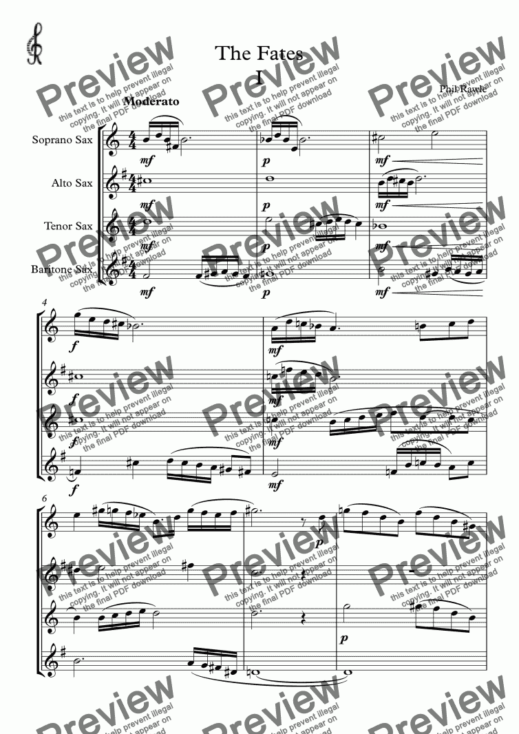 page one of The Fates - I. Saxophone Quartet