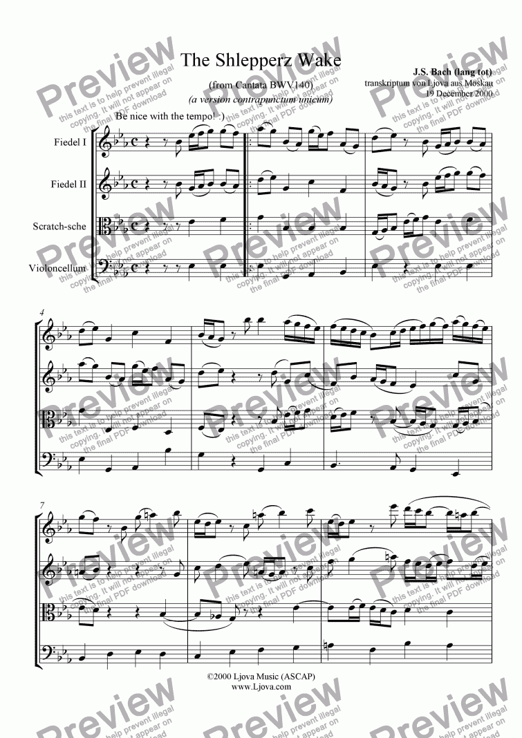 page one of "Sleepers, Wake!" [unique counterpoint version]