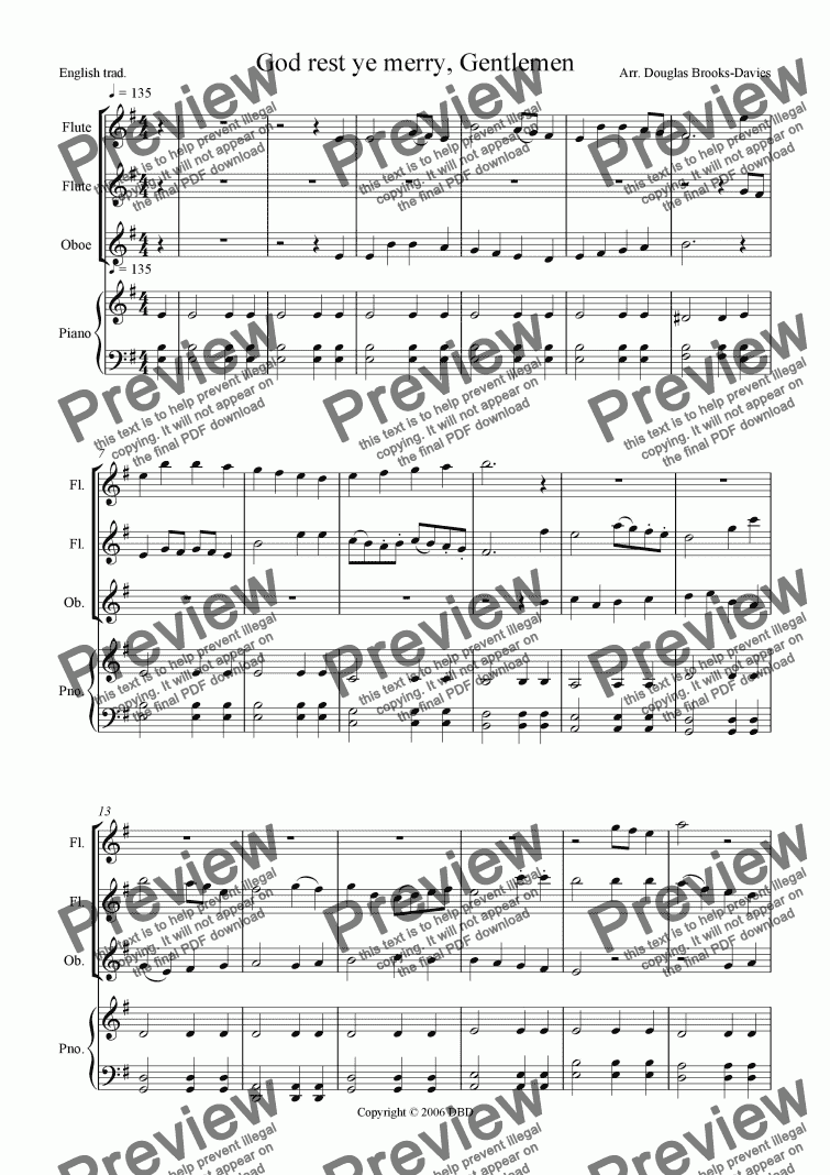 page one of Christmas Carol Medley: Eleven European Carols for flutes, oboe and keyboard