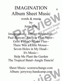 page one of Imagination (Album Lead Sheets for 12 Songs)