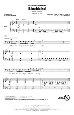 page one of Blackbird (arr. Audrey Snyder) (TB Choir)