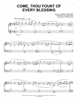 page one of Come, Thou Fount Of Every Blessing (arr. Phillip Keveren) (Piano Solo)