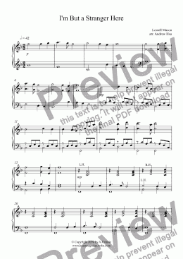 page one of I'm But a Stranger Here - Piano Solo