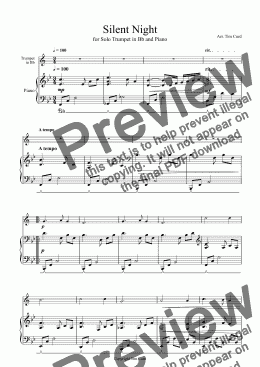 page one of Silent Night for Solo Trumpet in Bb and Piano
