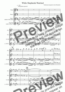 page one of While Shepherds Watched (Jazzy Version!) for Flute Trio