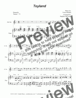 page one of Toyland (Alto Saxophone and Piano)