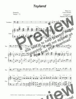 page one of Toyland (Trombone solo and Piano)