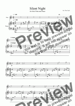 page one of Silent Night for Solo Flute and Piano