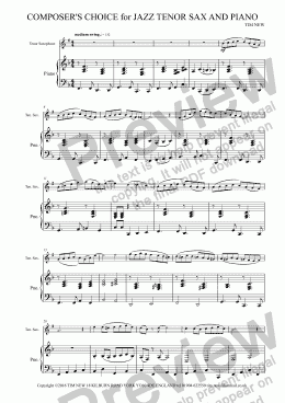 page one of COMPOSER'S CHOICE for JAZZ TENOR SAX AND PIANO