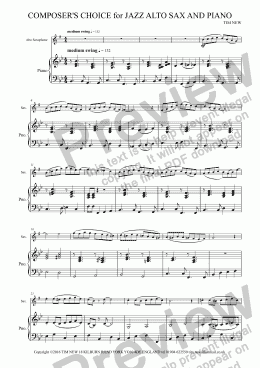 page one of COMPOSER'S CHOICE for JAZZ ALTO SAX AND PIANO