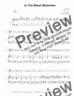 page one of In The Bleak Midwinter (Bb-Clarinet solo and Piano)