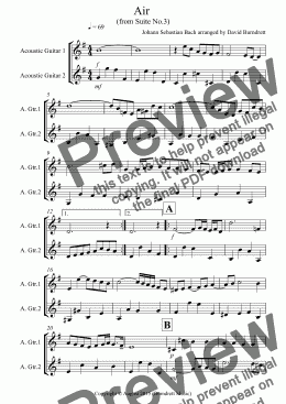 page one of Air on a G string for Guitar Duet