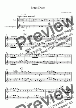 page one of Blues Duet for Flute and Tenor Saxophone