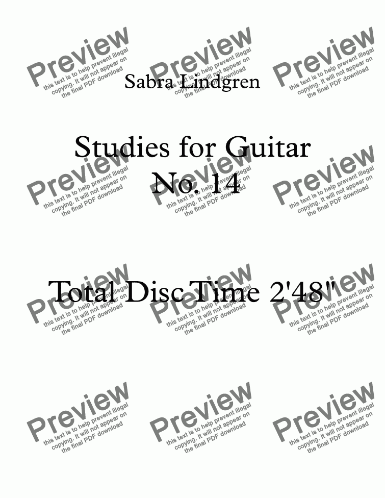page one of Studies for Guitar  No. 14