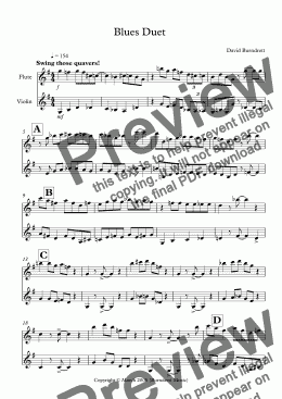 page one of Blues Duet for Flute and Violin 