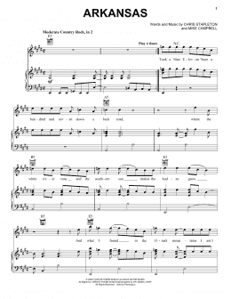 page one of Arkansas (Piano, Vocal & Guitar Chords (Right-Hand Melody))