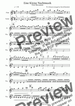 page one of Eine Kleine Nachtmusik (1st movement) for Flute and Violin Duet