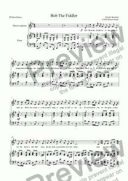 page one of Five Barnes songs for Mezzo-soprano and piano 4. Bob The Fiddler