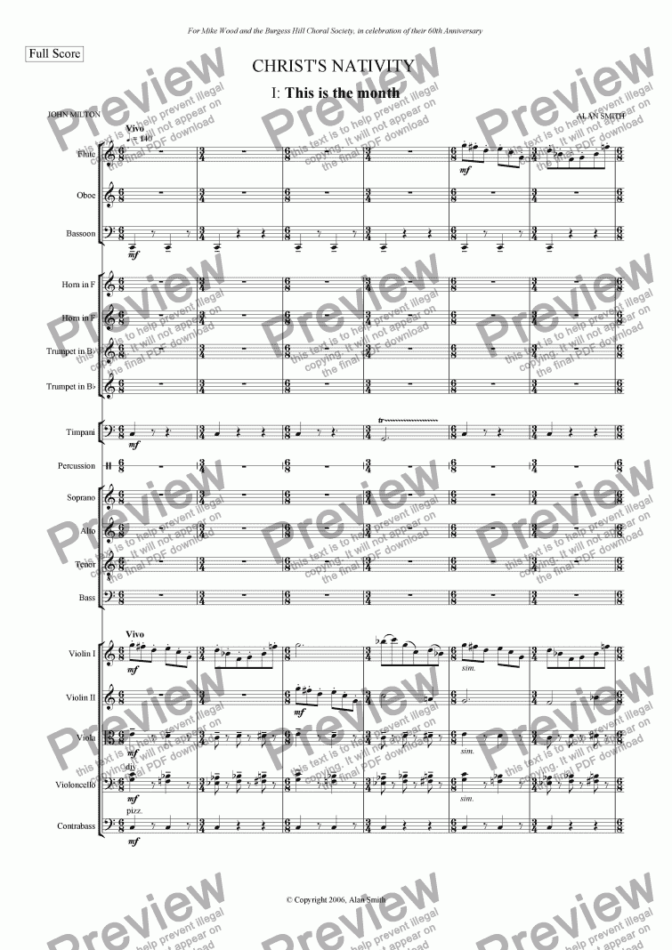 page one of Christ's Nativity (Full score - 1st mvt only)