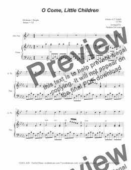 page one of O Come, Little Children (Alto Saxophone and Piano)