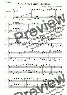 page one of We wish you a Merry Christmas for Cello Duet