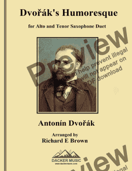page one of Dvorak's Humoresque - Saxophone Duet