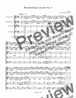 page one of Brandenburg Concerto No. 6 for Brass Quintet