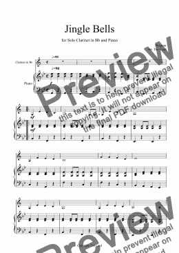 page one of Jingle Bells for Solo Clarinet in Bb and Piano