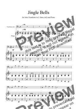 page one of Jingle Bells for Solo Trombone in C (bass clef) and Piano