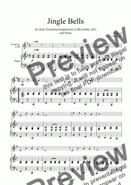 page one of Jingle Bells for Solo Trombone/Euphonium (treble clef) in Bb and Piano