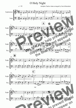 page one of O Holy Night for Euphonium and Tuba Duet