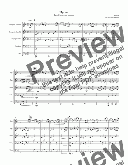 page one of Hymne by Vangelis - Brass quintet