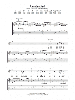 page one of Unintended (Guitar Tab)