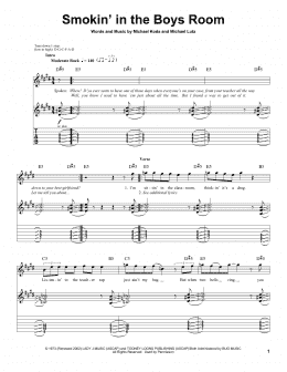 page one of Smokin' In The Boys Room (Guitar Tab (Single Guitar))