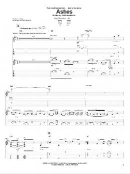 page one of Ashes (Guitar Tab)