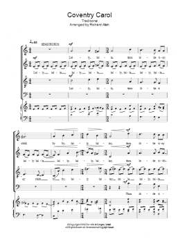 page one of Coventry Carol (SATB Choir)