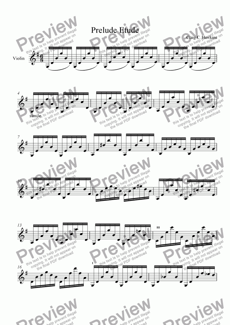 page one of Prelude Etude