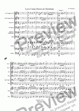 page one of Love Came Down at Christmas Brass Sextet and/or Organ