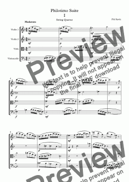 page one of Philotimo Suite - String Quartet