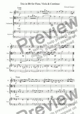 page one of Trio in Bb for Flute, Viola & Continuo