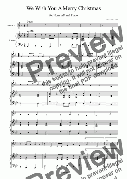 page one of We Wish You a Merry Christmas for Horn in F and Piano