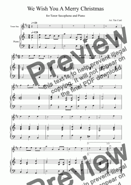 page one of We Wish You a Merry Christmas for Tenor Saxophone and Piano